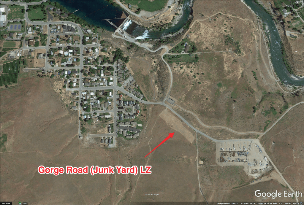 Aerial view of junkyard LZ