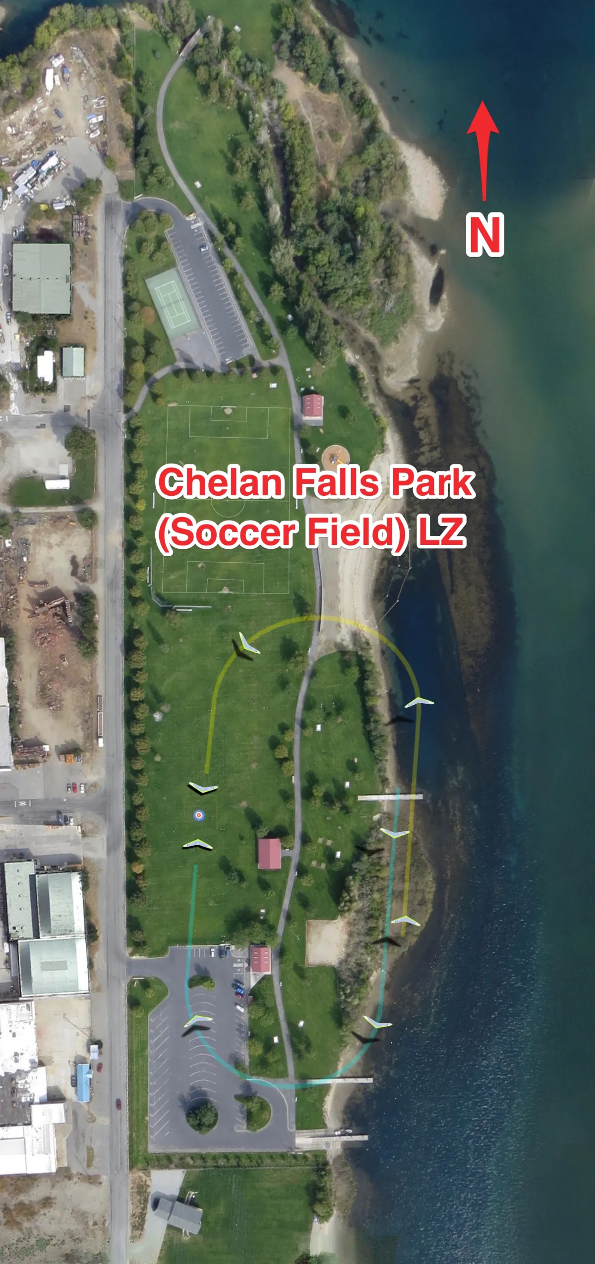 Soccer field landing approach